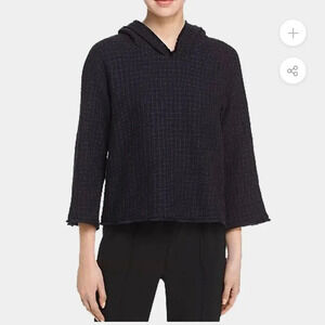 Marella Tweed Hooded Pullover Jacket Midnight Blue